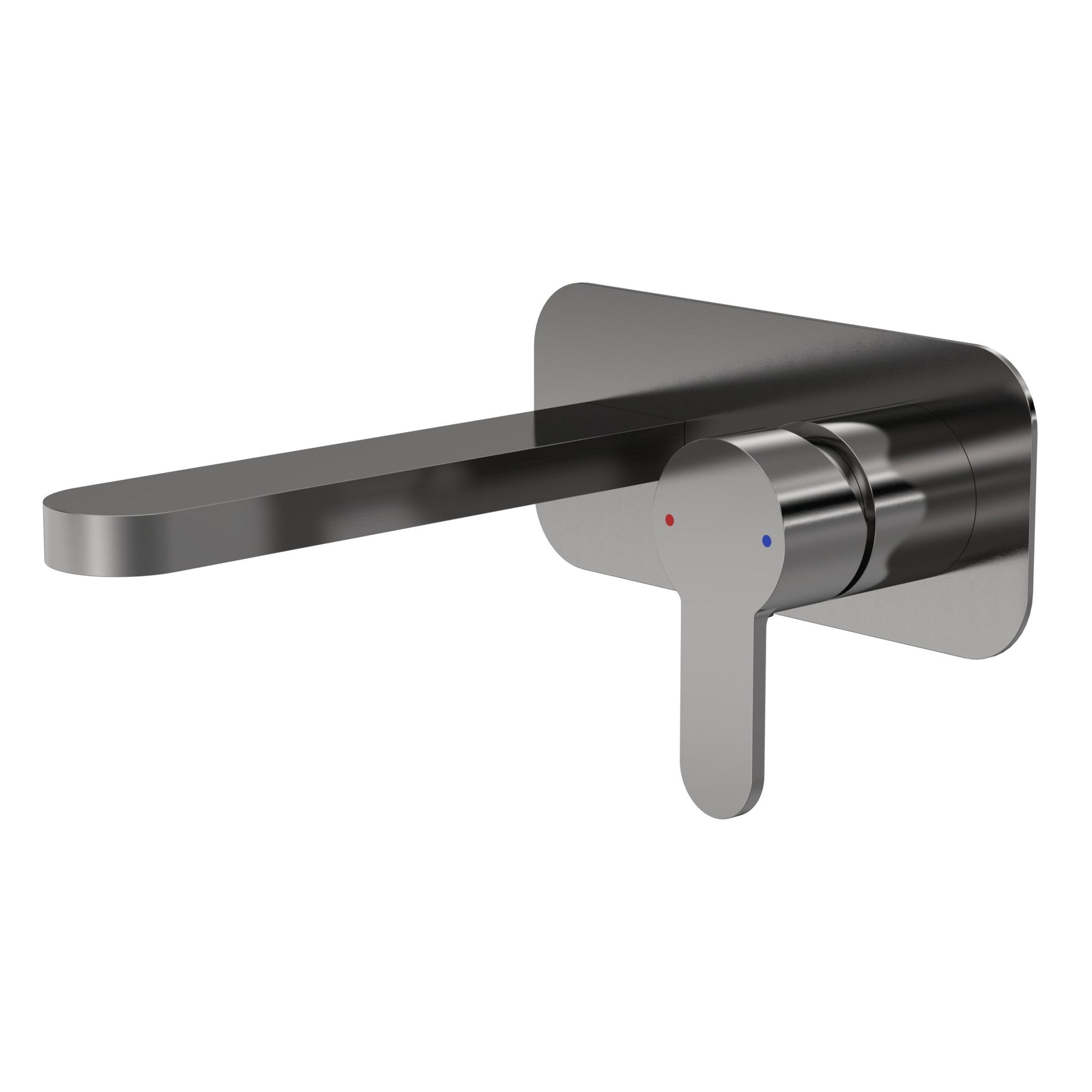 Nui Arvan Wall Mounted 2 Tap Hole Basin Mixer With Plate Contemporary Brushed Pewter Brass,plastic 108x180x193mm - JJ Building Materials