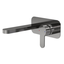 Nui Arvan Wall Mounted 2 Tap Hole Basin Mixer With Plate Contemporary Brushed Pewter Brass,plastic 108x180x193mm - JJ Building Materials