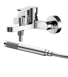 Nui Arvan Wall Mounted Bath Shower Mixer With Kit Contemporary Chrome Brass ABS,plastic 77x180x190mm - JJ Building Materials