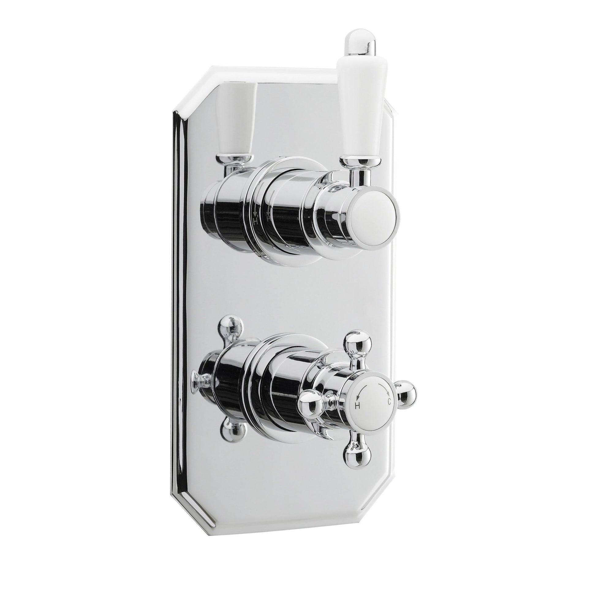 Nui Ascott Twin Thermostatic Shower Valve Traditional Chrome Brass ABS 210x120x135mm - JJ Building Materials