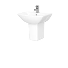 Nui Asselby 500mm Basin & Semi Pedestal Contemporary White Vitreous China 450x500x375mm - JJ Building Materials