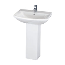 Nui Asselby 600mm Basin & Pedestal Contemporary White Vitreous China 817x600x430mm - JJ Building Materials