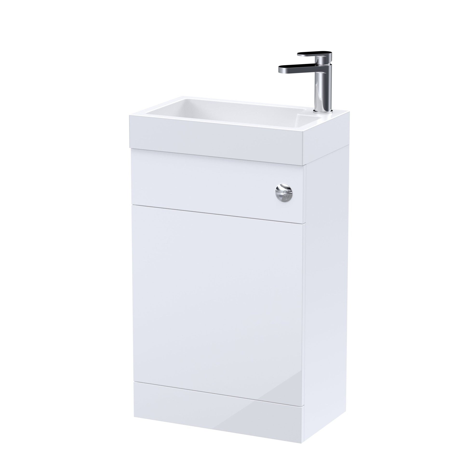 Nui Athena 2 In 1 500mm Basin & Wc Unit Contemporary Gloss White MFC Painted Gloss 766x500x300mm - JJ Building Materials