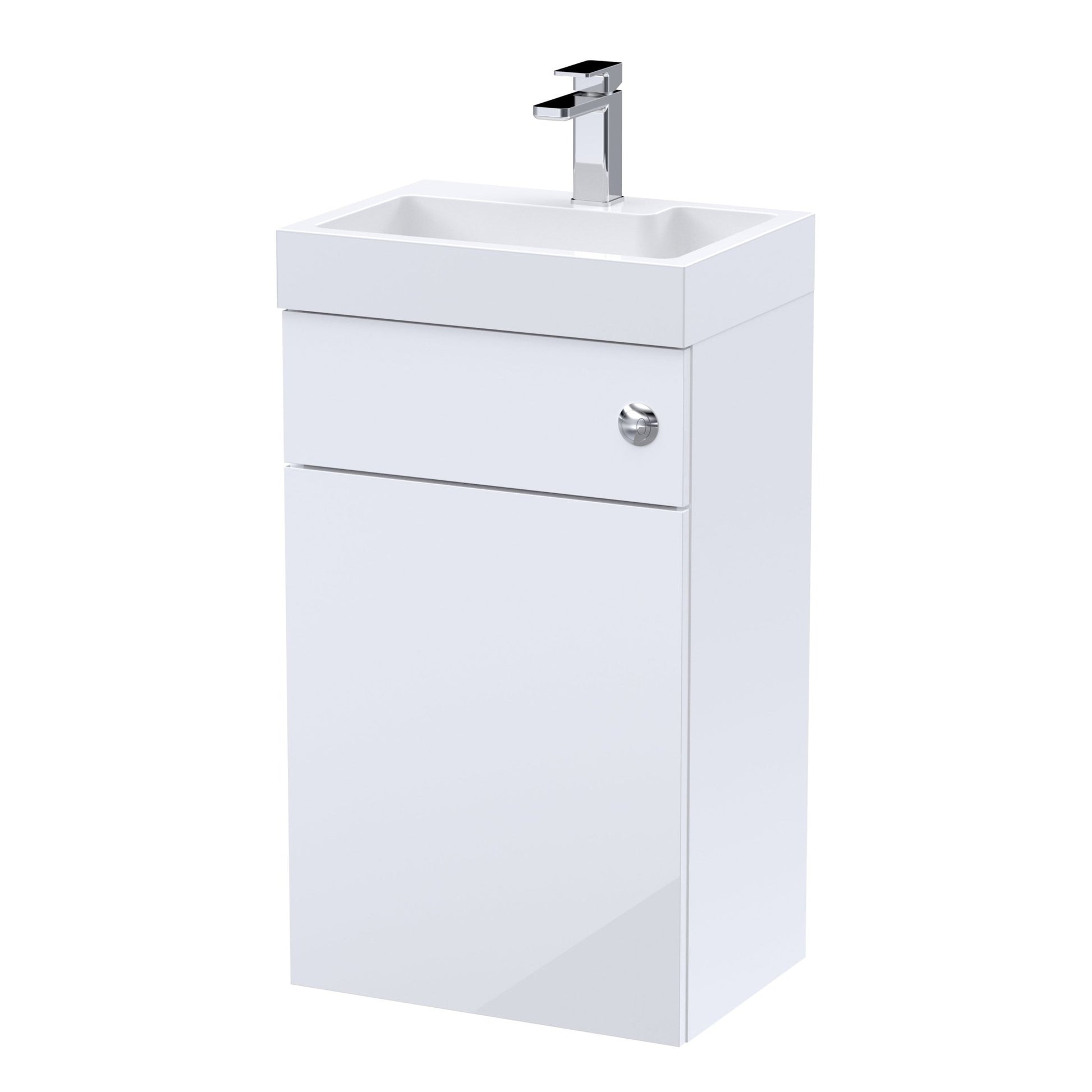 Nui Athena 2 In 1 500mm Basin & Wc Unit Contemporary Gloss White MFC Painted Gloss 890x503x360mm - JJ Building Materials