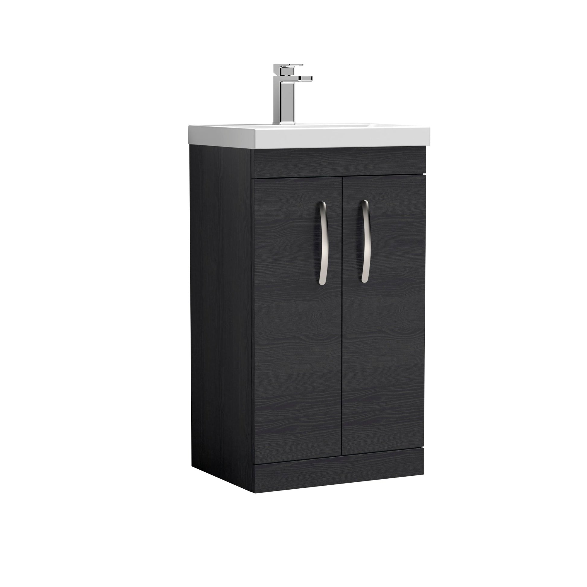 Nui Athena 500mm Floor Standing Vanity With Basin 1 Contemporary Charcoal Black MFC 905x510x390mm - JJ Building Materials