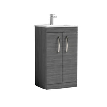 Nui Athena 500mm Floor Standing Vanity With Basin 2 Contemporary Anthracite Woodgrain MFC 883x505x395mm - JJ Building Materials