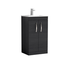 Nui Athena 500mm Floor Standing Vanity With Basin 2 Contemporary Charcoal Black MFC 883x505x395mm - JJ Building Materials
