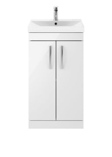 Nui Athena 500mm Floor Standing Vanity With Basin 3 Contemporary Gloss White MFC 915x510x390mm - JJ Building Materials