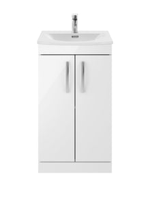 Nui Athena 500mm Floor Standing Vanity With Basin 4 Contemporary Gloss White MFC 895x510x390mm - JJ Building Materials