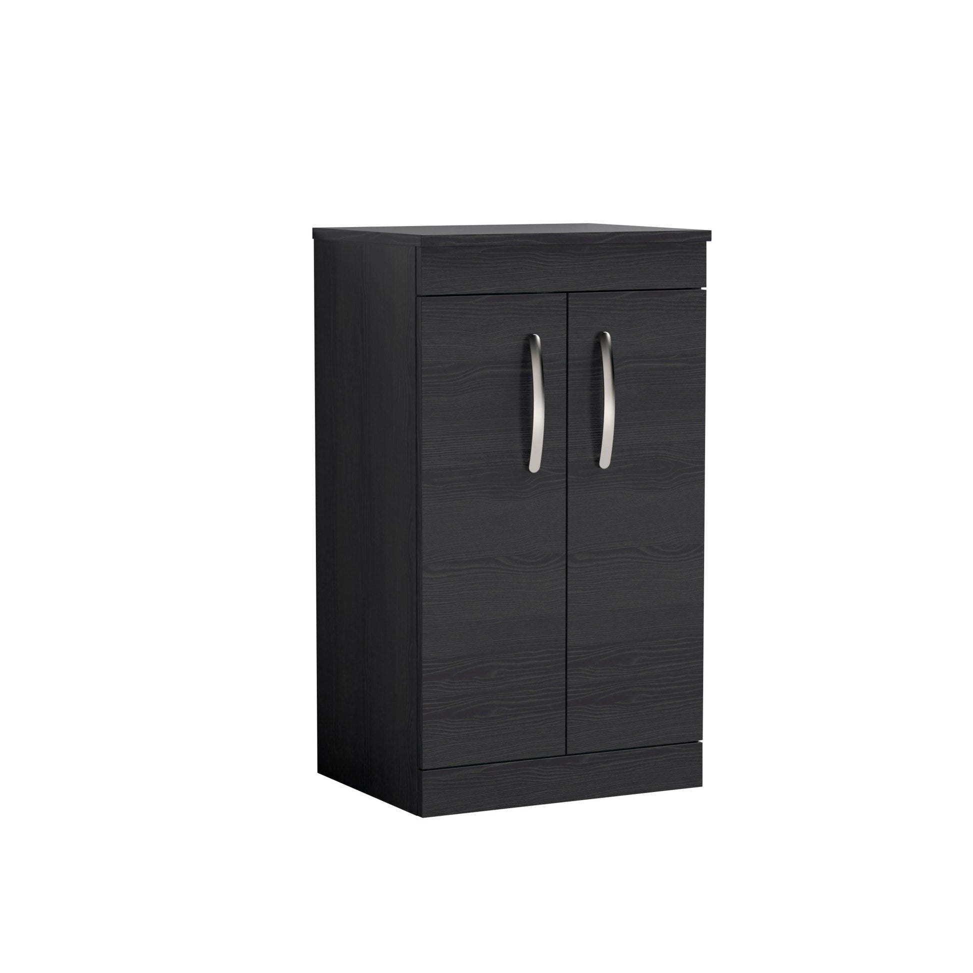 Nui Athena 500mm Floor Standing Vanity With Worktop Contemporary Charcoal Black MFC Textured Woodgrain 883x505x390mm - JJ Building Materials