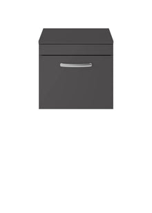 Nui Athena 500mm Wall Hung Cabinet With Worktop Contemporary Gloss Grey MFC Painted Gloss 449x505x390mm - JJ Building Materials