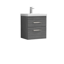 Nui Athena 500mm Wall Hung Vanity With Basin 1 Contemporary Anthracite Woodgrain MFC 578x510x390mm - JJ Building Materials