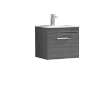 Nui Athena 500mm Wall Hung Vanity With Basin 2 Contemporary Anthracite Woodgrain MFC 448x505x395mm - JJ Building Materials