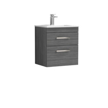 Nui Athena 500mm Wall Hung Vanity With Basin 2 Contemporary Anthracite Woodgrain MFC 556x505x395mm - JJ Building Materials