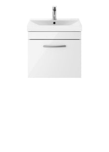 Nui Athena 500mm Wall Hung Vanity With Basin 3 Contemporary Gloss White MFC 481x510x390mm - JJ Building Materials