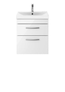 Nui Athena 500mm Wall Hung Vanity With Basin 3 Contemporary Gloss White MFC 589x510x390mm - JJ Building Materials