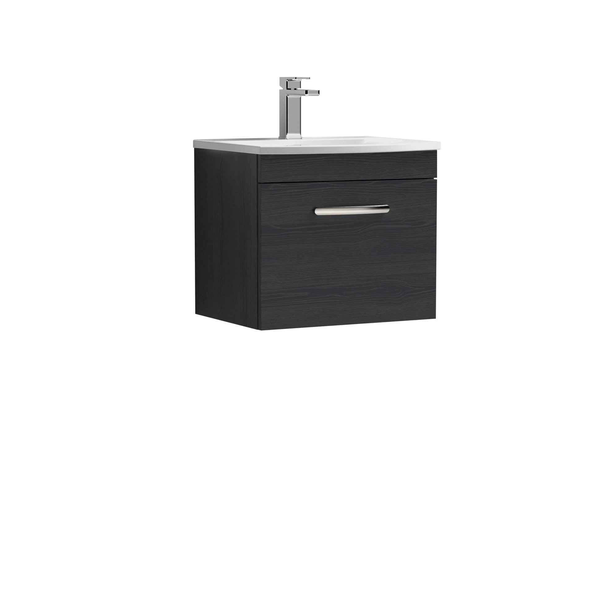 Nui Athena 500mm Wall Hung Vanity With Basin 4 Contemporary Charcoal Black MFC 461x510x390mm - ATH012G - JJ Building Materials