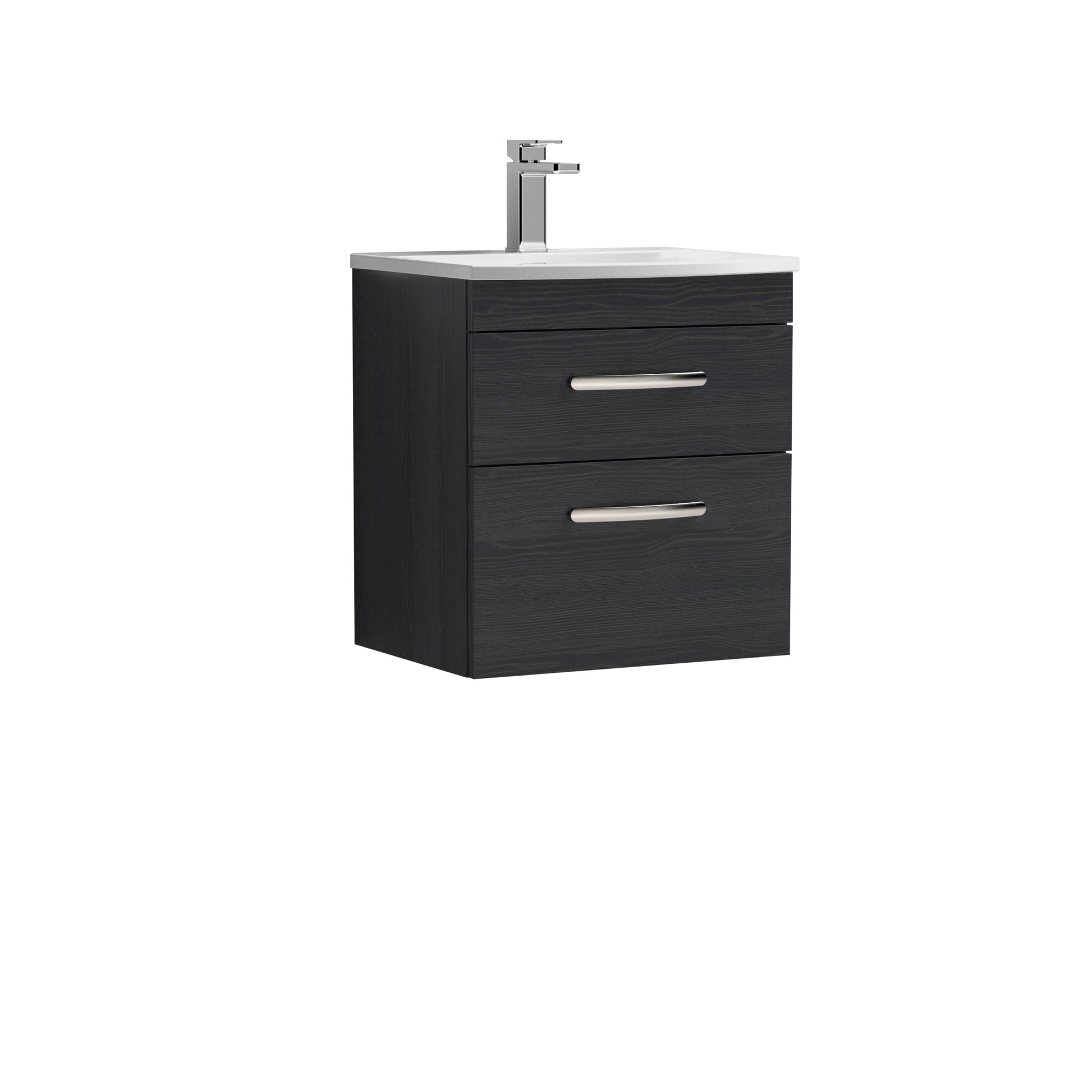 Nui Athena 500mm Wall Hung Vanity With Basin 4 Contemporary Charcoal Black MFC 461x510x390mm - ATH019G - JJ Building Materials