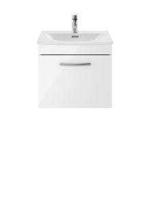 Nui Athena 500mm Wall Hung Vanity With Basin 4 Contemporary Gloss White MFC 461x510x390mm - ATH013G - JJ Building Materials