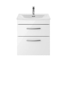 Nui Athena 500mm Wall Hung Vanity With Basin 4 Contemporary Gloss White MFC 461x510x390mm - ATH020G - JJ Building Materials