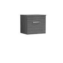 Nui Athena 500mm Wall Hung Vanity With Worktop Contemporary Anthracite Woodgrain MFC Textured Woodgrain 448x505x390mm - JJ Building Materials
