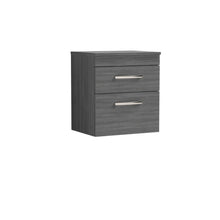 Nui Athena 500mm Wall Hung Vanity With Worktop Contemporary Anthracite Woodgrain MFC Textured Woodgrain 556x505x390mm - JJ Building Materials