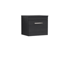 Nui Athena 500mm Wall Hung Vanity With Worktop Contemporary Charcoal Black MFC Textured Woodgrain 448x505x390mm - JJ Building Materials