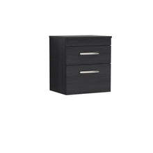 Nui Athena 500mm Wall Hung Vanity With Worktop Contemporary Charcoal Black MFC Textured Woodgrain 556x505x390mm - JJ Building Materials