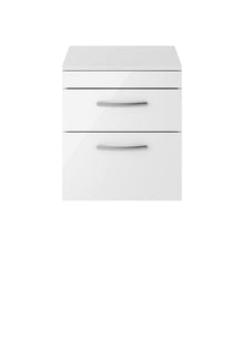 Nui Athena 500mm Wall Hung Vanity With Worktop Contemporary Gloss White MFC Painted Gloss 556x505x390mm - JJ Building Materials