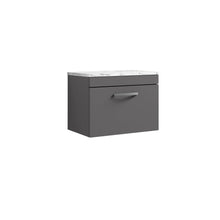 Nui Athena 600 Wall Hung Single Drawer Unit & Laminate Worktop Contemporary Gloss Grey MFC Painted Gloss 452x605x390mm - JJ Building Materials
