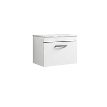 Nui Athena 600 Wall Hung Single Drawer Unit & Laminate Worktop Contemporary Gloss White MFC Painted Gloss 452x605x390mm - JJ Building Materials