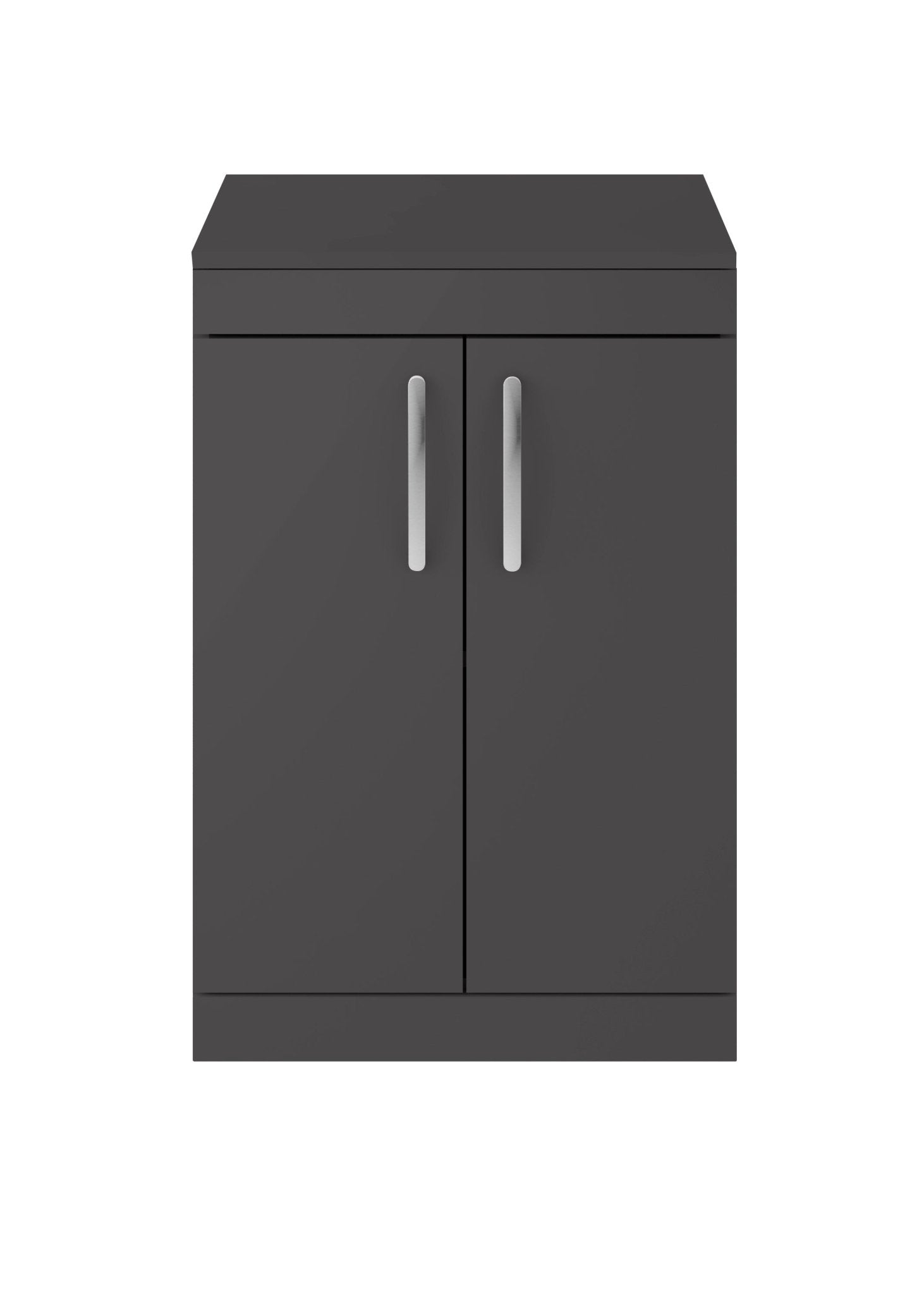 Nui Athena 600mm Floor Standing Cabinet With Worktop Contemporary Gloss Grey MFC Painted Gloss 883x605x390mm - ATH075W - JJ Building Materials