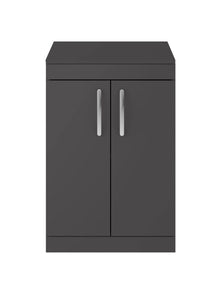 Nui Athena 600mm Floor Standing Cabinet With Worktop Contemporary Gloss Grey MFC Painted Gloss 883x605x390mm - ATH075W - JJ Building Materials