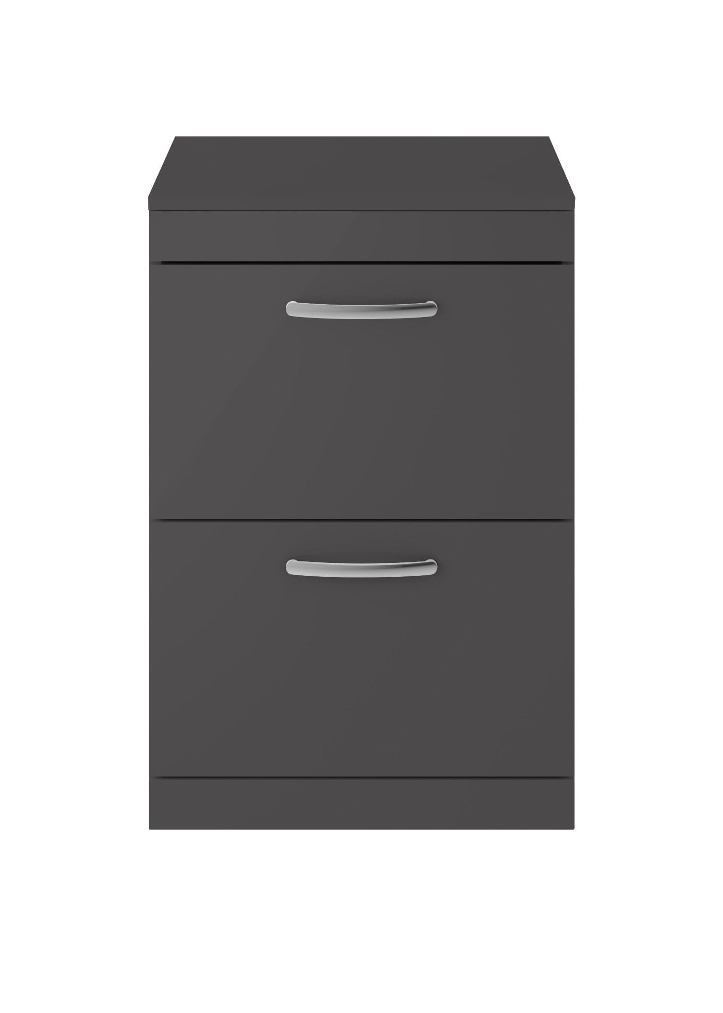 Nui Athena 600mm Floor Standing Cabinet With Worktop Contemporary Gloss Grey MFC Painted Gloss 883x605x390mm - ATH076W - JJ Building Materials