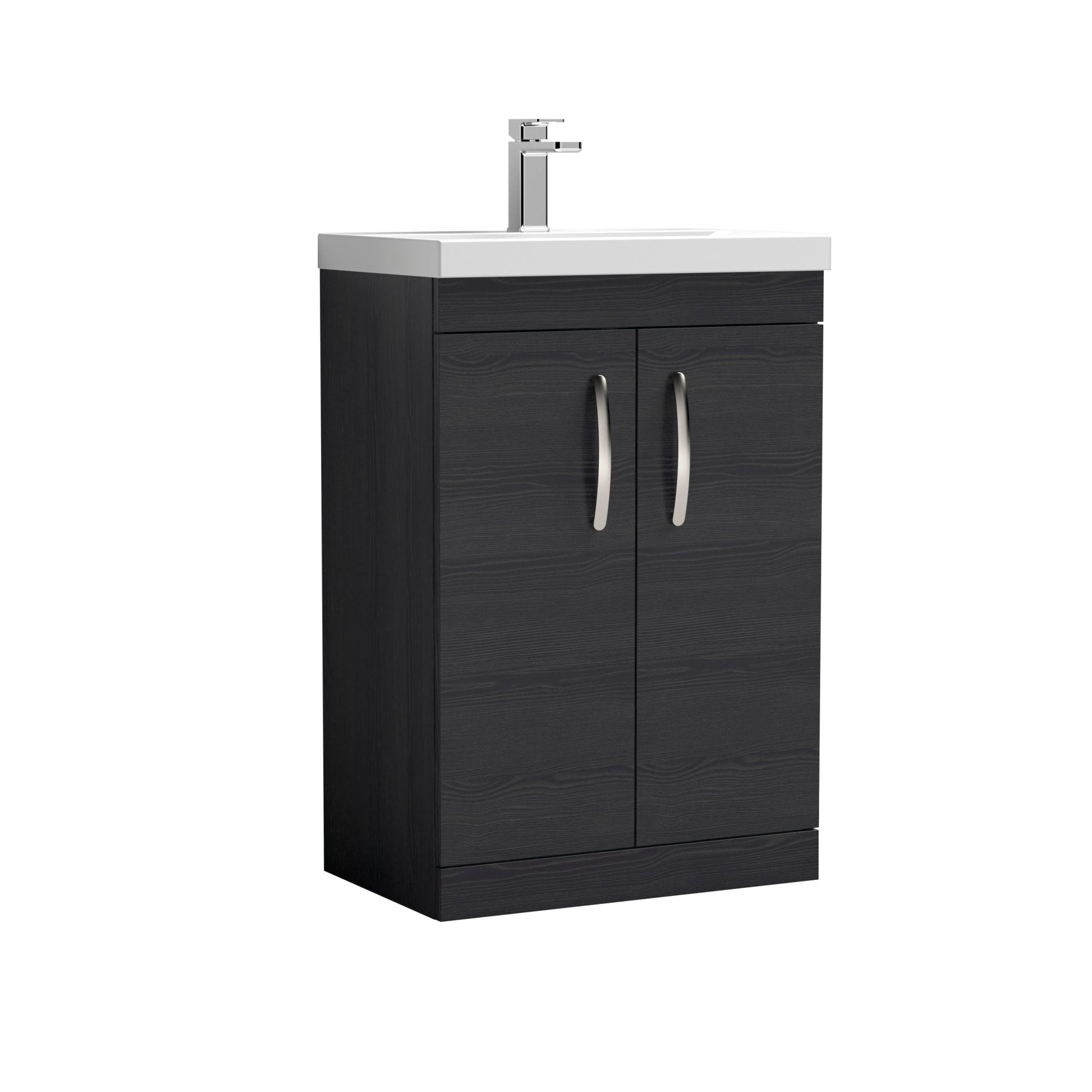 Nui Athena 600mm Floor Standing Vanity With Basin 1 Contemporary Charcoal Black MFC 905x610x390mm - ATH026A - JJ Building Materials