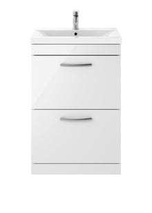 Nui Athena 600mm Floor Standing Vanity With Basin 1 Contemporary Gloss White MFC 905x610x390mm - ATH034A - JJ Building Materials