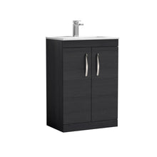 Nui Athena 600mm Floor Standing Vanity With Basin 2 Contemporary Charcoal Black MFC 883x605x395mm - ATH026B - JJ Building Materials