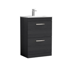 Nui Athena 600mm Floor Standing Vanity With Basin 2 Contemporary Charcoal Black MFC 883x605x395mm - ATH033B - JJ Building Materials