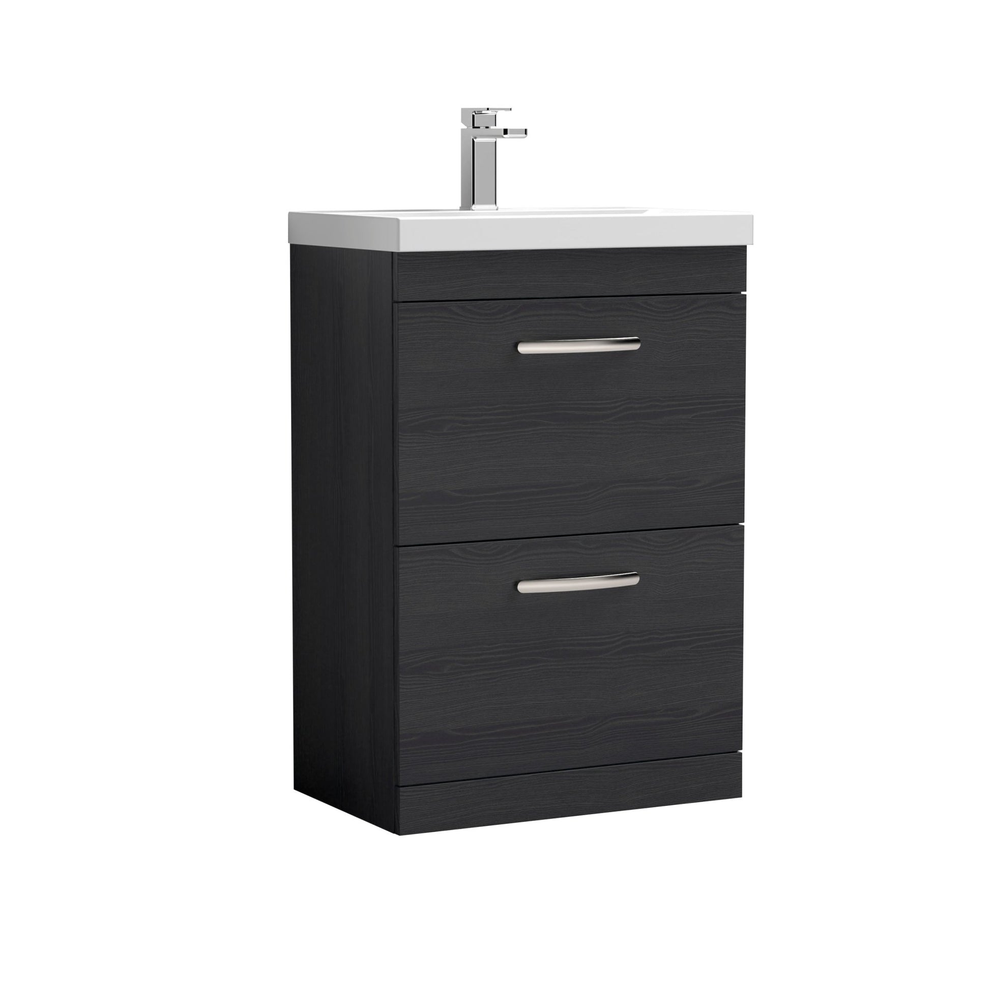 Nui Athena 600mm Floor Standing Vanity With Basin 3 Contemporary Charcoal Black MFC 915x610x390mm - ATH033D - JJ Building Materials