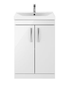 Nui Athena 600mm Floor Standing Vanity With Basin 3 Contemporary Gloss White MFC 915x610x390mm - ATH027D - JJ Building Materials