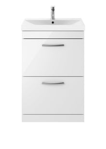 Nui Athena 600mm Floor Standing Vanity With Basin 3 Contemporary Gloss White MFC 915x610x390mm - ATH034D - JJ Building Materials