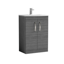 Nui Athena 600mm Floor Standing Vanity With Basin 4 Contemporary Anthracite Woodgrain MFC 895x610x390mm - ATH025G - JJ Building Materials