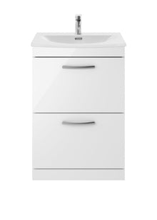 Nui Athena 600mm Floor Standing Vanity With Basin 4 Contemporary Gloss White MFC 895x610x390mm - ATH034G - JJ Building Materials