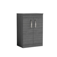 Nui Athena 600mm Floor Standing Vanity With Worktop Contemporary Anthracite Woodgrain MFC Textured Woodgrain 883x605x390mm - ATH025W - JJ Building Materials