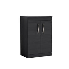Nui Athena 600mm Floor Standing Vanity With Worktop Contemporary Charcoal Black MFC Textured Woodgrain 883x605x390mm - ATH026W - JJ Building Materials