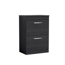 Nui Athena 600mm Floor Standing Vanity With Worktop Contemporary Charcoal Black MFC Textured Woodgrain 883x605x390mm - ATH033W - JJ Building Materials