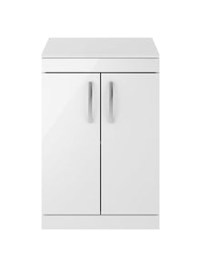 Nui Athena 600mm Floor Standing Vanity With Worktop Contemporary Gloss White MFC Painted Gloss 883x605x390mm - ATH027W - JJ Building Materials
