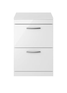 Nui Athena 600mm Floor Standing Vanity With Worktop Contemporary Gloss White MFC Painted Gloss 883x605x390mm - ATH034W - JJ Building Materials