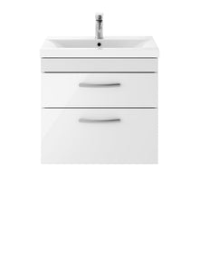 Nui Athena 600mm Wall Hung Vanity With Basin 1 Contemporary Gloss White MFC 578x610x390mm - JJ Building Materials
