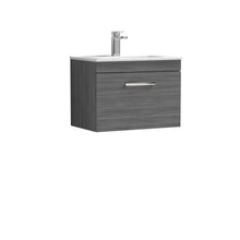 Nui Athena 600mm Wall Hung Vanity With Basin 2 Contemporary Anthracite Woodgrain MFC 448x605x395mm - JJ Building Materials